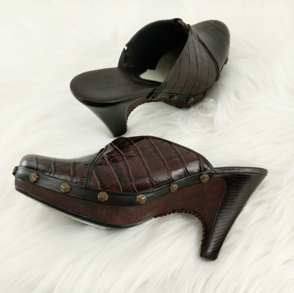 Cole Haan | Faux Croc Leather Wedge Clogs Size 8